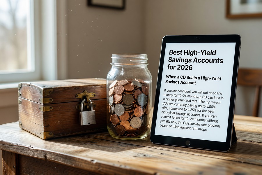 Side-by-side comparison chart of savings vehicles including HYSA, CD, and T-bills