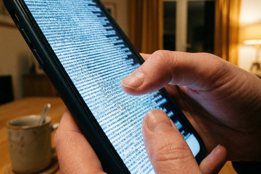 Smartphone screen showing app permission settings with financial data categories highlighted