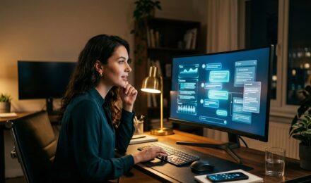 Person using an AI-powered search engine on a laptop screen