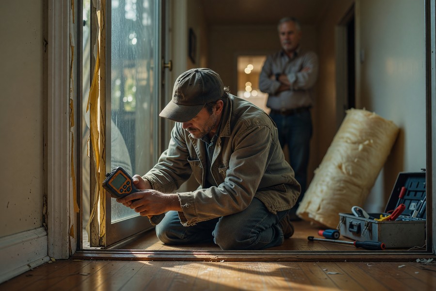 Utility bill and energy usage chart on a kitchen counter at home