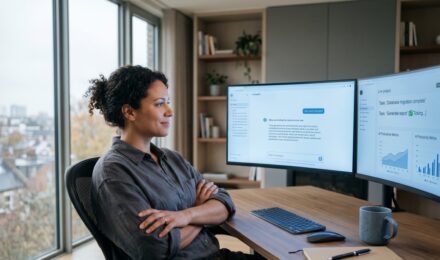Agentic AI powering remote work with autonomous digital agents on a laptop screen