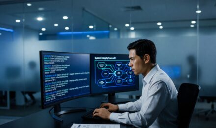 AI audit trail dashboard displaying automated decision-making logs for accountability and transparency