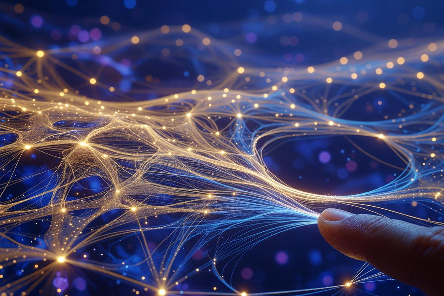 Dashboard view of an AI budgeting app showing spending categories and monthly trends