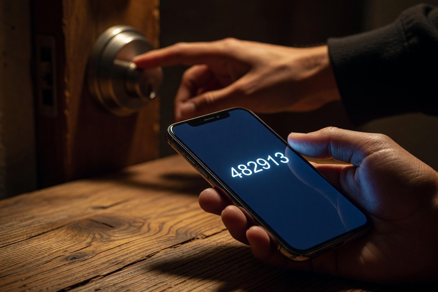 A smartphone screen displaying a financial security settings page with two-factor authentication enabled