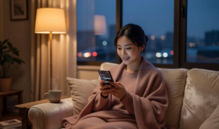 Person using an AI companion app on a smartphone to cope with loneliness