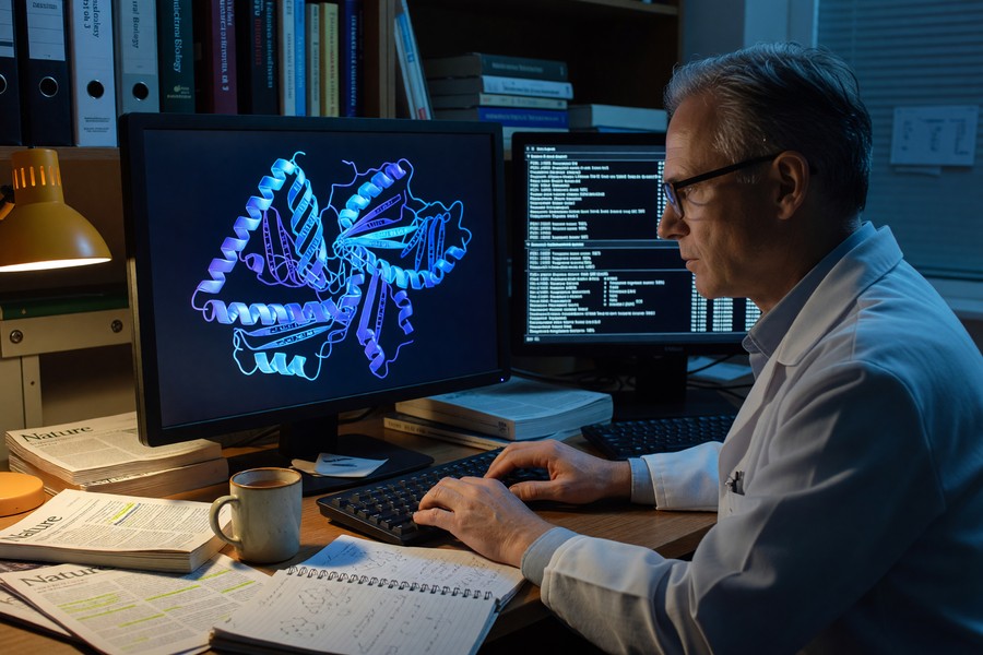 AI-powered laboratory automation platform processing molecular compound screening data