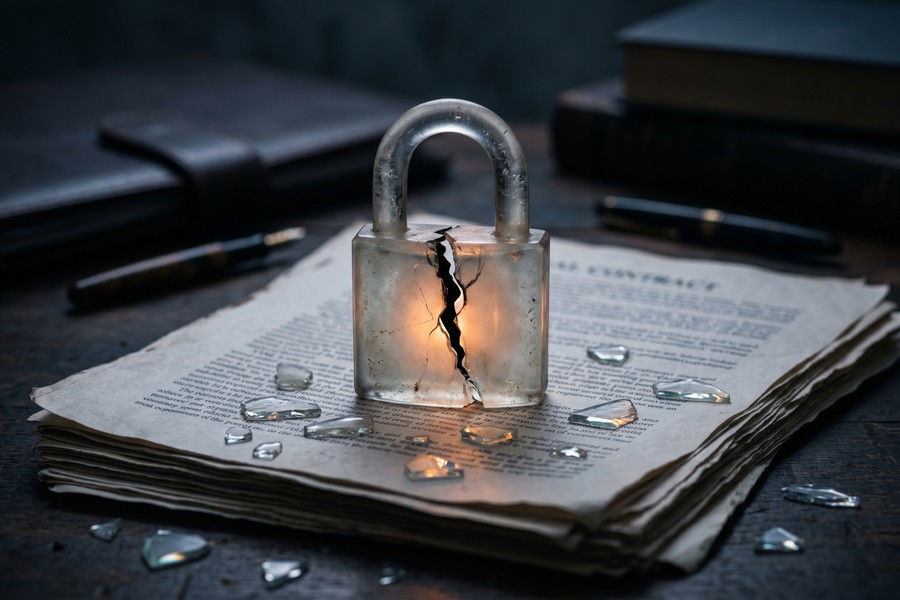 Attorney reviewing an AI-generated contract on screen with legal reference books in background