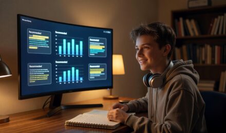 Student using AI personalized learning platform on a laptop