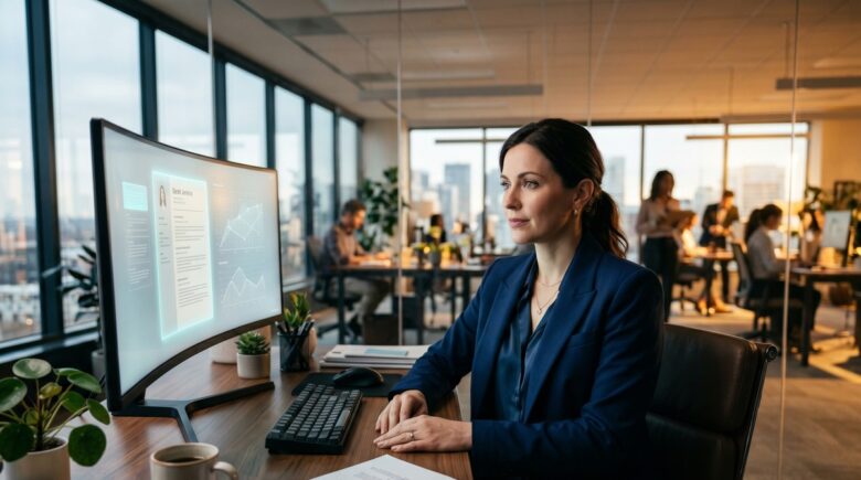 AI resume screening software analyzing job applications on a digital interface