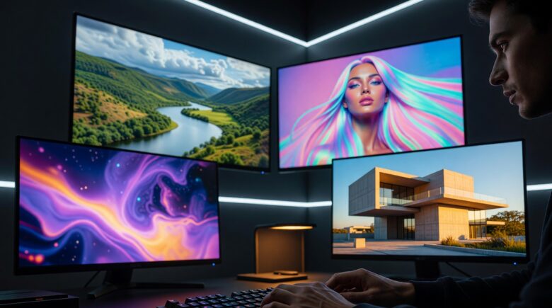 Side-by-side comparison of top AI image generators showing generated artwork samples