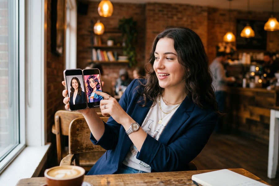 Close-up of a high-quality AI-generated portrait showing realistic facial detail and studio lighting