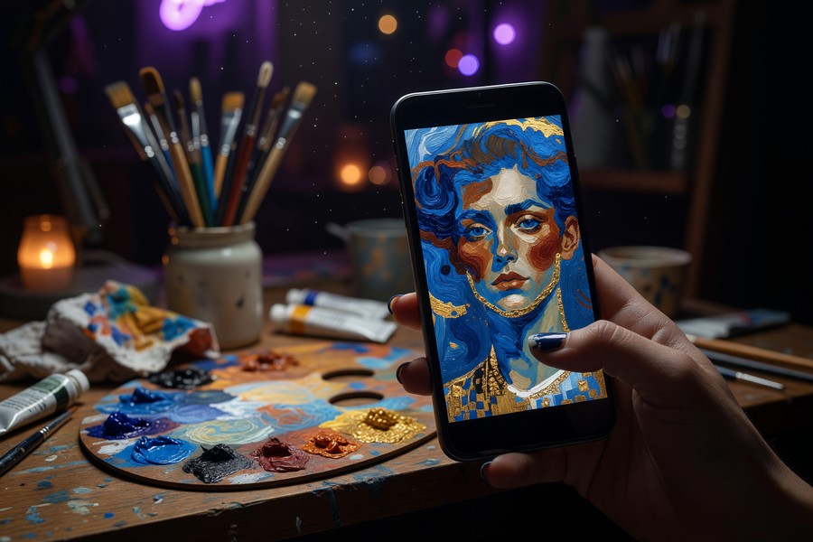 Side-by-side comparison of AI portrait styles generated from the same selfie across five apps