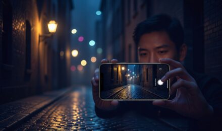 Best low-light photo apps displayed on iPhone and Android screens