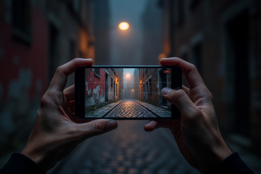 Side-by-side comparison of low-light photos taken with and without enhancement apps