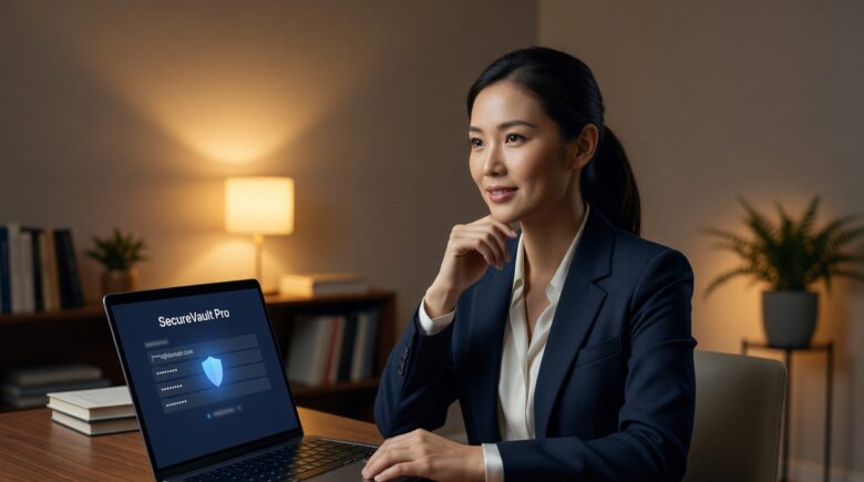 Best password manager apps on mobile phone screen showing secure vault interface