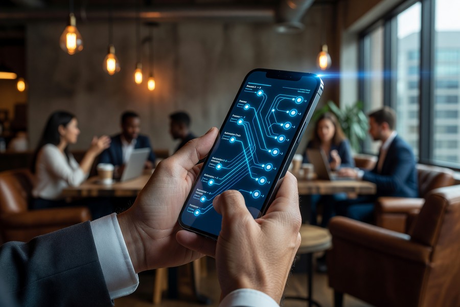 Side-by-side smartphone screens showing IFTTT and Zapier automation dashboards