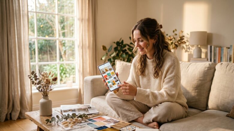 Best photo collage app mobile showing mood board creation on smartphone screen