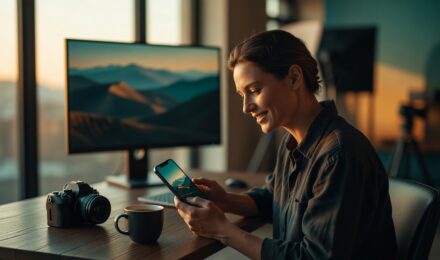 Professional photo editing apps on iPhone screen showing color grading tools