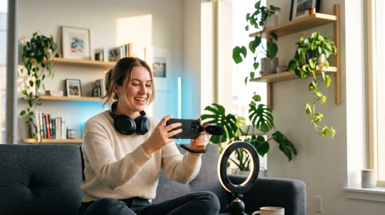 Best podcast video recording app on a smartphone screen