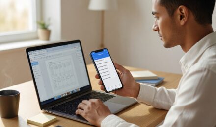 Freelancer using a clipboard manager app on phone to copy and paste content faster