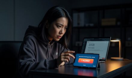 Smartphone screen showing deceptive app interface representing dark patterns app regulations