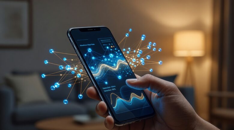 Illustration of edge AI processing running in real time directly on a smart device