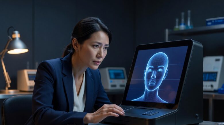 Illustration of emotional AI technology analyzing human facial expressions and emotions