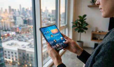 Foldable phones in 2026 opened and closed showing flexible display technology