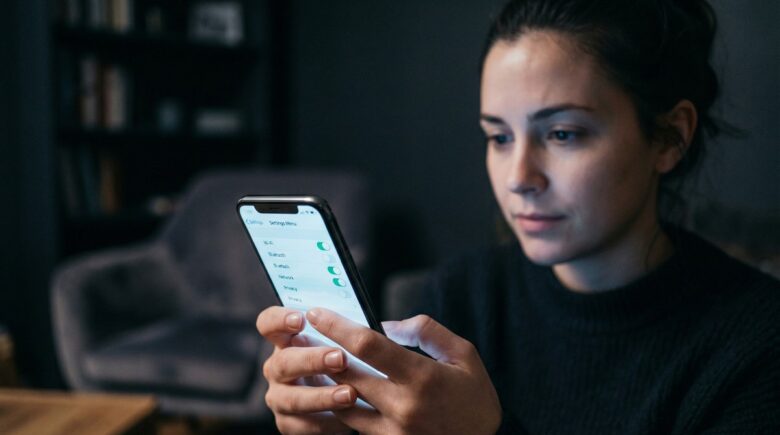 Smartphone screen displaying phone privacy settings menu