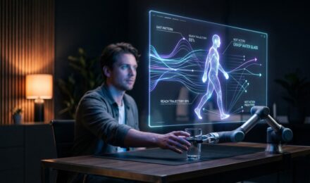 AI system analyzing human behavior patterns with predictive data visualization