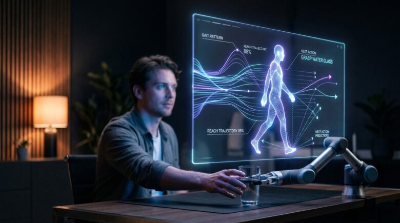 AI system analyzing human behavior patterns with predictive data visualization