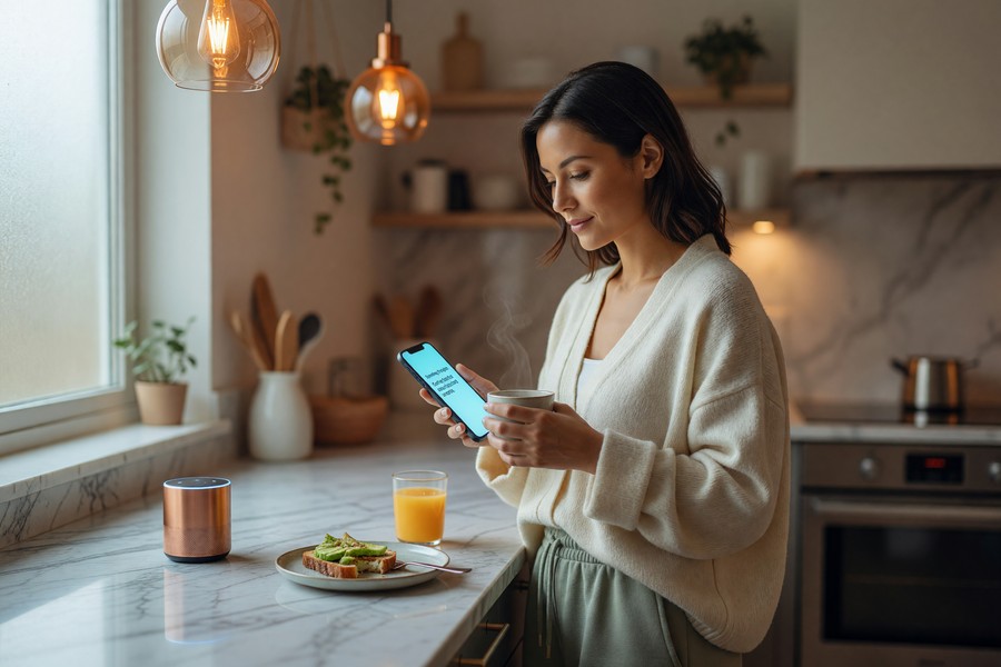 Visual of a quantum AI chip powering a financial data analysis dashboard
