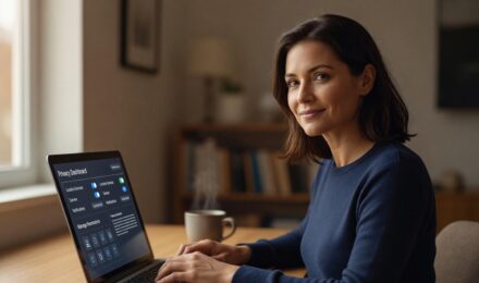 Consumer holding a digital shield symbolizing online privacy laws and data protection rights