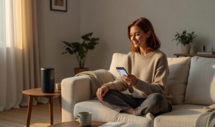 Person using a personal AI companion app on smartphone to manage daily tasks and schedule