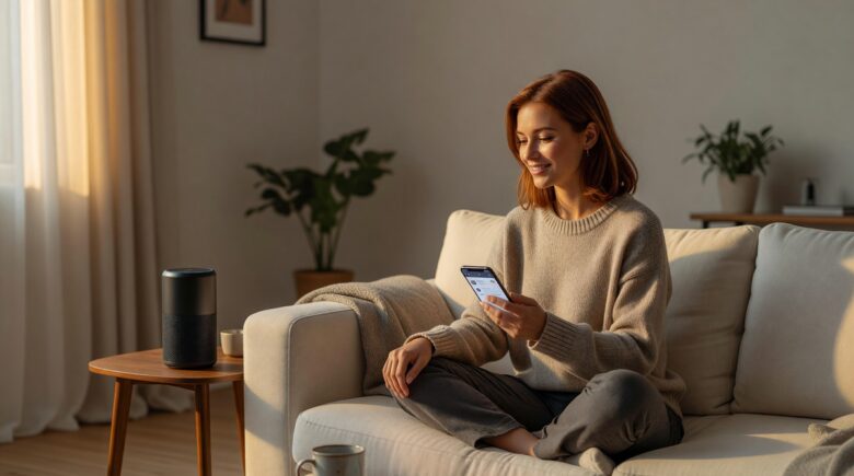 Person using a personal AI companion app on smartphone to manage daily tasks and schedule