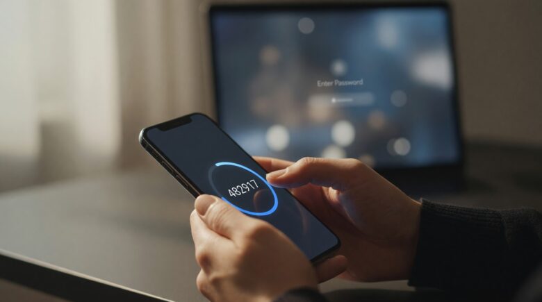 Person setting up two-factor authentication on a smartphone screen