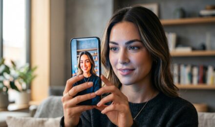 Close-up of an under-display camera phone with a seamless full screen in 2026
