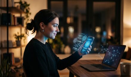 Web3 digital identity concept with blockchain network and user data ownership visualization