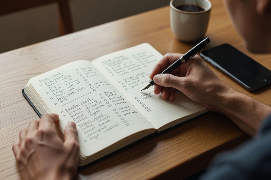 Side-by-side phone screens showing cluttered vs. minimalist app layout