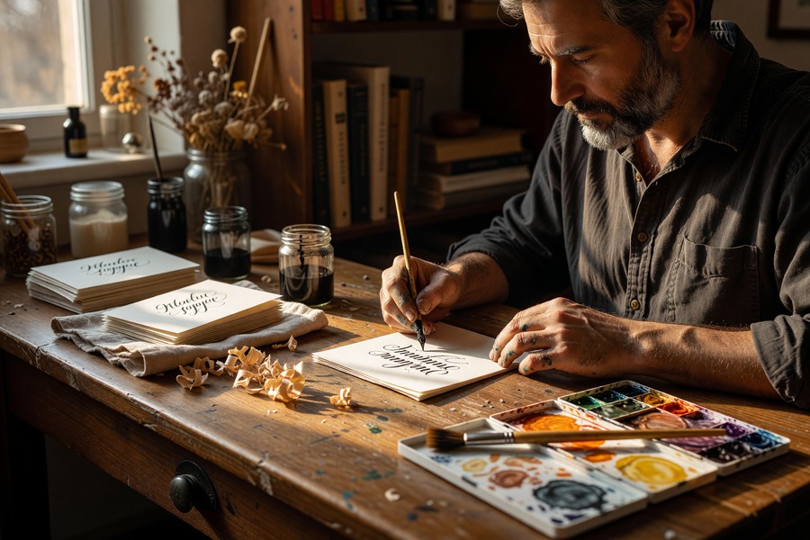 Person reading a physical book in a sunlit room, phone face-down on a table nearby