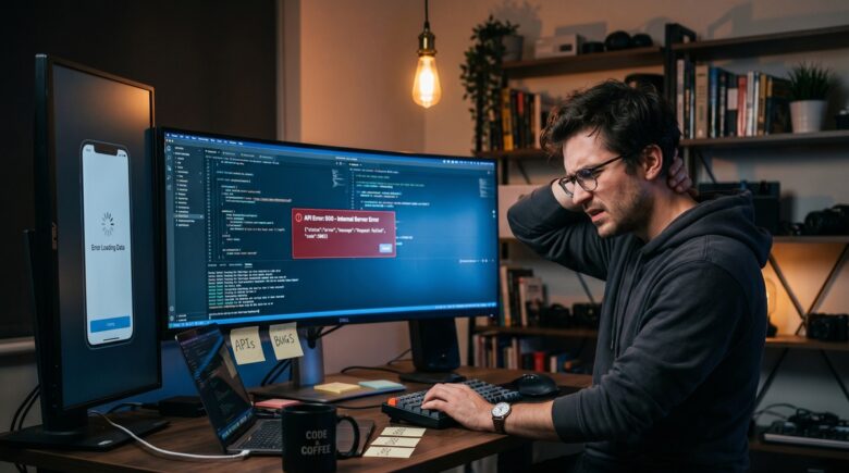 Developer reviewing AI API integration mistakes on a code editor screen