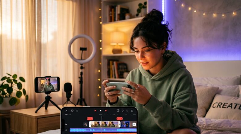 Person using a video loop app on mobile to remix short clips for Instagram and TikTok