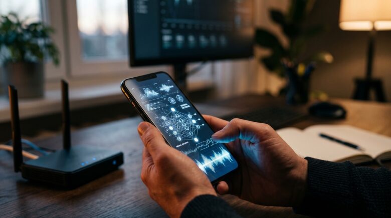 Illustration comparing on-device AI privacy and cloud AI data protection with a shield and cloud icon