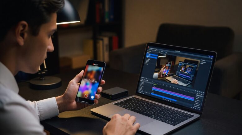 Phone screen recorder app interface compared to a dedicated capture app on a smartphone
