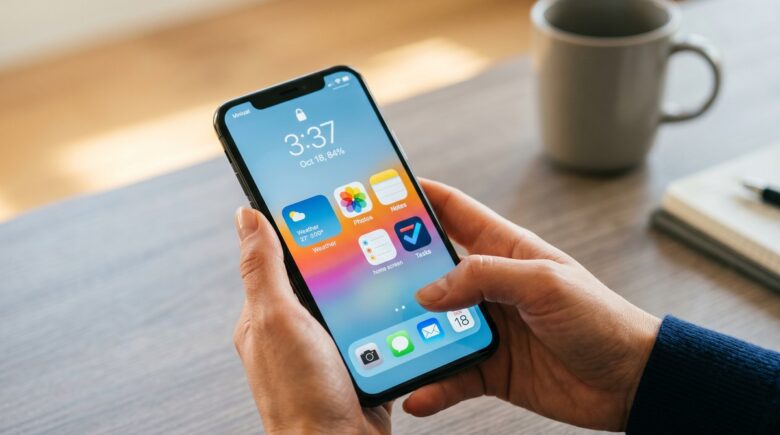 Phone widget apps displayed on a home screen next to lock screen shortcuts comparison