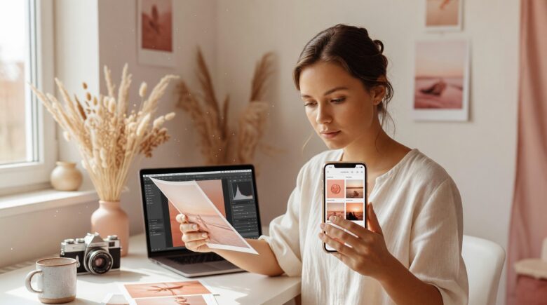 A smartphone screen displaying photo aesthetic branding apps used to create a consistent visual style for a personal brand