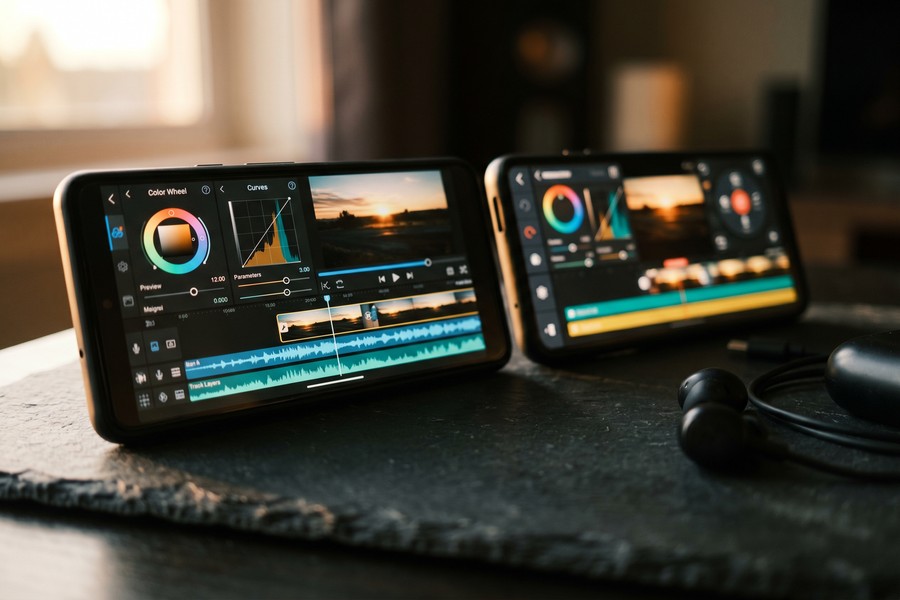 DaVinci Resolve running on iPad Pro M2 showing timeline and color grading panels