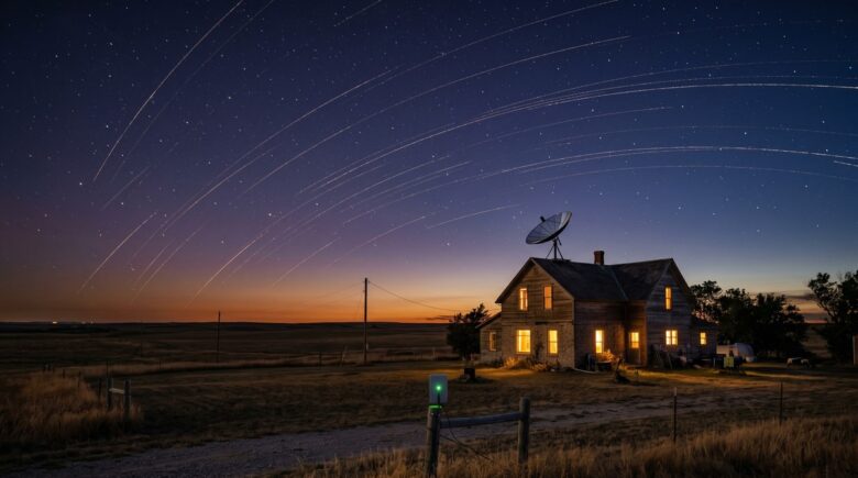 Satellite dish pointing to the sky representing satellite internet alternatives to Starlink