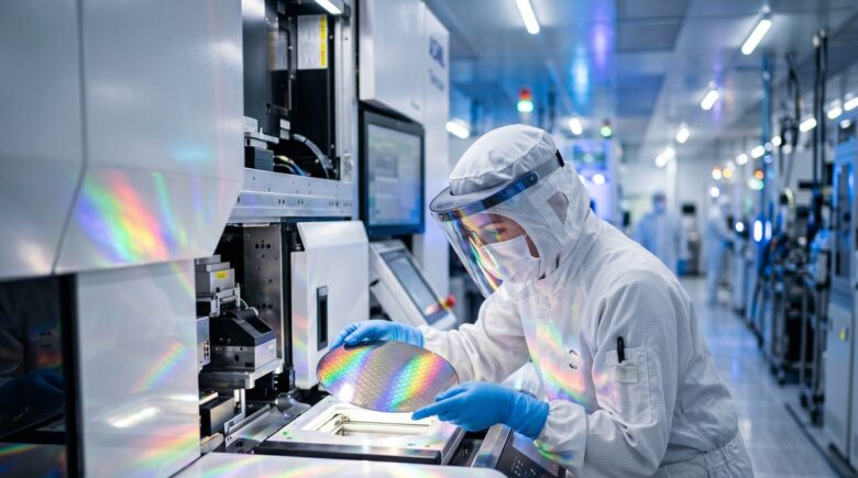 Advanced semiconductor manufacturing facility showcasing 2026 chip production technology